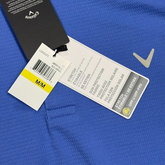 NWT Callaway Opti Dri Golf Shirt Short Sleeve Polo Stretch Blue Medium - Picture 5 of 8